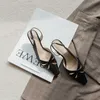 Meotina Real Lederen Hoge Hakpompen Slingback Schoenen Dames Puntschoen Teen Stiletto Hakken Schoeisel Vrouwelijke Zomer Zwart Maat 33-40 210608