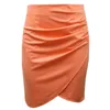 Skirts S!!! Women Solid Color Pleated Cross Hem Slim Fits Bodycon Business Work Pencil Skirt