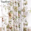 Topfinel Lin Lin Floral Fenêtre Rideaux Tulle Luxe Sheer Rideaux pour Salon Chambre Fil Rideaux Bleu Vert Fleurs Y200421