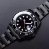 Fabryka automatyczna mechaniczna zegarek szafirowy szklany szklany ramka ceramiczna data stali nierdzewnej Pełna czarna 40 mm 116610ln 116610 Mens WAT192T
