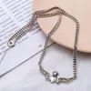 Vintage Thai silver necklace female clavicle chain fashion wild freedom angel wings simple crown wings pendant necklace Q0531