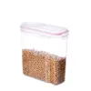 주방 플라스틱 밀봉 캔 곡물 저장 캔 스케일 밀봉 된 Storages 상자와 함께 고정하려면 버튼을 누릅니다.