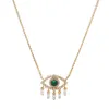 Белый зеленый кубический цирконий Турецкий злой кулон ожерелье Золото Цвет Багет CZ Drop Eye Ювелирные Изделия