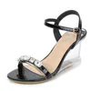 Dress Shoes Diamond Versatile Wedge Heel Sandals Women's Summer 2023 Sexy Crystal Transparent High