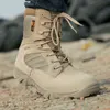 Men's Work Shoes Genuine Leather Waterproof Lace Up Tactical Boot Fashion Motorcycle Men Combat Ankle Military Army Boots 211216