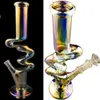 Glass Bong Hookahs Rainbow Downstem Perc Glass Bubbler Smoke Pipe Chicha Heady Dab Rigs Tobacco Water Bongs With 14mm Bowl