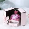 Bear Toy Eternal Life Flower Gift Box Double Door Rose Necklace Present Boxes Lipstick for Birthday Valentine's Day Mother Gifts