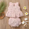 Kleding sets geboren baby meisje daisy katoen linnen zon gedrukte mouwloze tops en korte broek outfits baby zomer kleding 0-18 m