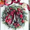 Party Decoration 1pack Natural Rattan Wreath Pine Branches Christmas Berries&Pine Cones For DIY Hand Made Home Door