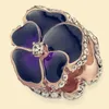 Deep Purple Pansy Flower Pandora Charms För Armband DIY Jewlery Making Kits Lösa Pärlor Silver Smycken Armband Göra Partihandel 780777C01