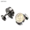 est Functional Movement Cufflinks For Men Stainless Steel Gold Steampunk Gear Watch Mechanism Cuff links With Glass