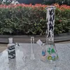 10 inç 26 cm Glow Karanlık Cam Beher Taban Bong Bubbler Su ile 14mm Kase Boru Bong Nargile Kül Catcher