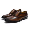 Classique Wingtip médaillon richelieu Oxford chaussures habillées pour hommes en cuir véritable noir marron à lacets chaussures en cuir pour hommes