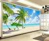 Sfondi Murale personalizzato Carta da parati 3d Po Maldive Paesaggio marino hawaiano Albero di cocco Paesaggio Decor Murales per 3 D