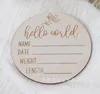 Keepsakes Hello World Wooden Baby souvenirkort Ny fotorekvisita