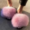 Päls flip flops ankomst flicka fluffig päls tofflor damer inomhus varma furry kvinnor fantastiska plysch päls glides grossist