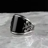 Anello in argento sterling 925 per uomo Onice nero Gioielli in pietra naturale Moda vintage Regalo Zircone Aqeq Anelli da uomo Tutte le dimensioni 211217