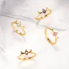 Anéis de casamento elegantes coloros de ouro de ouro alces embutido com jóias brancas de moda de zircão cúbica 2021 tendência