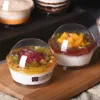 Plastpudding packningslådor kopp med lock bakning gelé dessert box runda form yoghurt behållare