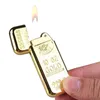 Bullion Form Zigarettenanzünder Kreative Metall Schleifscheibe Feuerzeuge Butan Flamme Zünder Gold Ziegel ohne Gas