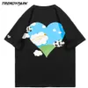 Hommes Streetwear T-shirts Pâturage Lait Vache Imprimer Punk Rock T-shirts Chemises Hip Hop Harajuku Hipster Casual Manches Courtes Oversize Tops 210601