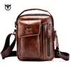 Nieuwe Lederen Heren Crossbody Schoudertas Vintage Cowhide Messenger Bag voor Male Kleine Casual Handtas