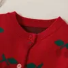 Höst och vinter Fashionable Cherry Print Allower Sweatshirt Cardigan Kids Girl Sweaters Tjejer Kläder 210528