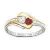 Wedding Rings Trendy Gold&Silver Color Cross Twine Two Hearts For Women Red&White CZ Stone Inlay Fashion Jewelry Party Gift Ring