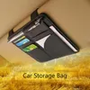 Other Interior Accessories Car Sun Visor Mount Receipts Ticket Card Organizer PU Leather Pocket Storage Bag In Pen Holder Clip