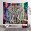 Elephant Psychedelic Hippie Tapestry Boho Mandala Tapestry Art Wall Hanging Witchcraft Wall Cloth Tapestries Macrame Wall Carpet 210609