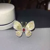Colife Smycken 925 Butterfly Party 4 * 6mm Ruby Fashion Silver Gemstone Brosch Gift för kvinna