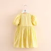 Summer 2 3 4 5 6 7 8 10 Years Kids Princess Party Birthday Gift Child Knee Length Plaid Short Sleeve Dresses For Girls 210529