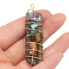 Wrap Natural Stone 7 Chakra Charms Arrowhead Shape Pendulum Pendant Lots Quartz Healing Reiki Crystal Hitta för DIY Halsband Smycken 18x60mm