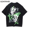 GONTHWID Tees Shirts Hip Hop Graffiti Joker Maske Baumwolle Punk Rock Gothic T-shirts Streetwear Harajuku Casual Kurzarm Tops C0315