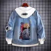 Vestes pour hommes Anime Tokyo Revengers Denim Bomber Jacket Ran Rindo Cosplay Costume épais bleu jean manteau vêtements d'extérieur à capuche pour hommes