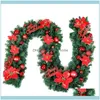 Decoratieve feestelijke feestartikelen Home GardenDecoratieve bloemen Kransen 2.7 M Kerst Rattan Garland Schoolavonden kleuterschool