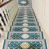 Tapetes decoração europeia jacquard stair mat lar mediterrâneo moderno passo tapete auto-adesivo tapete de escadaria antiderrapante cobertor completo