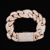 Hot Style 20mm Kubansk armband Full Zircon Stor Box Clasp Men's Pig Nose Hip Hop Armband Smycken