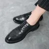 Mens New Black Brown Pointed Lace Up Gentleman Wedding Homecoming Brogue Shoes Flats Casual Loafer Dress Sapatos Tenis Masculino