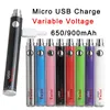 Elektronisk cigarett UGO Twist Vaporizer Battery 650mAh 900mAh Variabelspänning Batterier 510 Trådning Vape Pen Micro USB -laddningsport