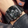 ساعات المعصم المسلح الهيكل العظمي Tonneau Watch Fashion Rubber Rubber Strap Contproof Sport يشاهد الأيدي المضيئة Men Wristwatch6527250