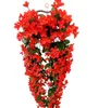뉴팩스 플로랄 패션 바이올렛 인공 꽃 벽 교수형 바구니 꽃 ​​난초 실크 화환 포도 나무 홈 웨딩 파티 가로등 EWD6537