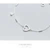Colusiwei design simples coração anklet mulheres esterlinas prata 925 pulseira para tornozelo e perna moda jóias