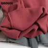 Gigogou Half Sleeve Kvinnor Turtleneck Tröja Höstfjäder Pullover Toppmjuka Kvinna Jumper Svart Vit Tight Sweaters Pull Femme 210810