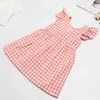 赤ちゃんの女の子のドレス夏の開いたAckかわいい弓格子縞の王女の服素敵な子供服210611