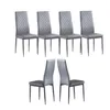 Us Stock Kitchen Furniture Light Gray Modern Minimalist Dining Chair Fireproof Leather Sprayed Metal Pipe Diamond Grid Pattern Restaurant Set of a22