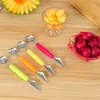 Paslanmaz çelik meyve topu üreticisi meyve oyma bıçak aletleri karpuz kepçeleri 5 renk mevcut KANALOUS kaşık