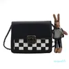 Shoulder Bags Fashion High Capacity Solid Color Women Handbags PU Leather Checkered Simple Bag Tassel Messenger For Female