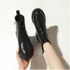 Fashion Leather Ankle Boots Women 2020 Spring Zipper Platform Boots Short Boots Female Motorcycle Martin Boot Botas Mujer Black Y0914