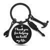 Father's Day Keychain Pendant Stainless Steel Hammer Screwdriver Wrench Keychains Dad Tools